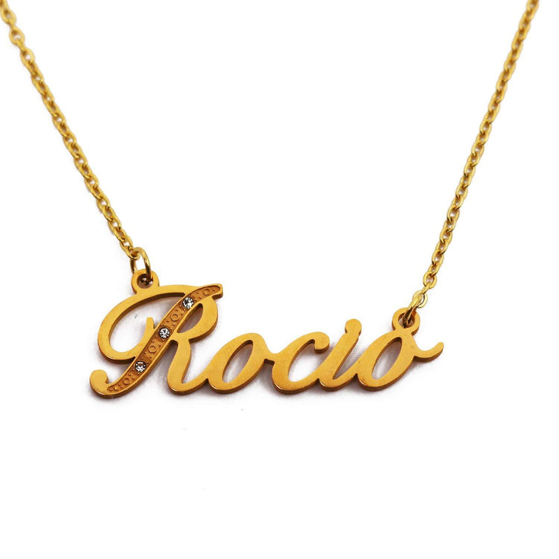 [Australia] - Rocio Name Necklace Personalised Gold Plated Custom Dainty Name Pendants, Jewellery for Ladies, Girlfriend, Mother, Sister, Friends 