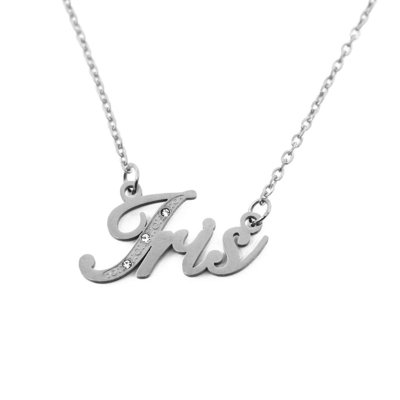 [Australia] - Iris Italic Personalised Name Necklace With Cubic Zirconia Silver Tone , Custom Dainty Name Pendants, Jewellery for Ladies, Girlfriend, Mother, Sister, Friends 