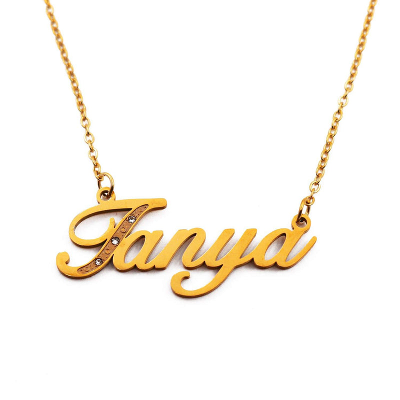 [Australia] - Tanya Name Necklace Personalised Gold Plated Custom Dainty Name Pendants, Jewellery for Ladies, Girlfriend, Mother, Sister, Friends 