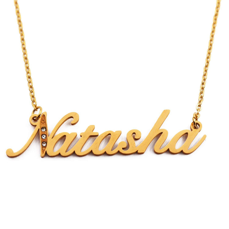 [Australia] - Natasha Name Necklace Personalised Gold Plated Custom Dainty Name Pendants, Jewellery for Ladies, Girlfriend, Mother, Sister, Friends 