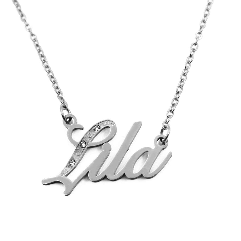 [Australia] - Lila Name Necklace Personalised Silver Tone, Custom Dainty Name Pendants, Jewellery for Ladies, Girlfriend, Mother, Sister, Friends 