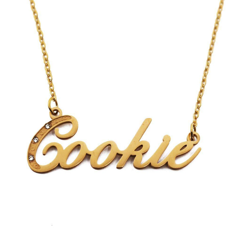 [Australia] - Cookie Italic Personalised Name Necklace With Cubic Zirconia Gold Plated, Custom Dainty Name Pendants, Jewellery for Ladies, Girlfriend, Mother, Sister, Friends 