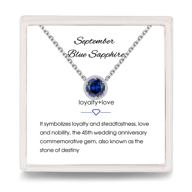 [Australia] - Presentski Solitaire Birthstone Necklace Sterling Silver -- Tiny CZ Birthstone Pendant Necklace Gift for Women Girls September 