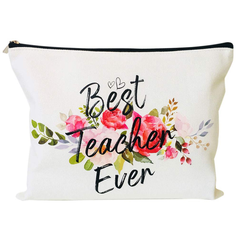 [Australia] - Teacher Appreciation Gifts Teacher Gifts Teacher survival kit Best Teacher Ever Teacher Supplies for Classroom Makeup Bag Pencil Pouch for Nursery Preschool High School for Women (Best Teacher Ever) 1 Count (Pack of 1) 