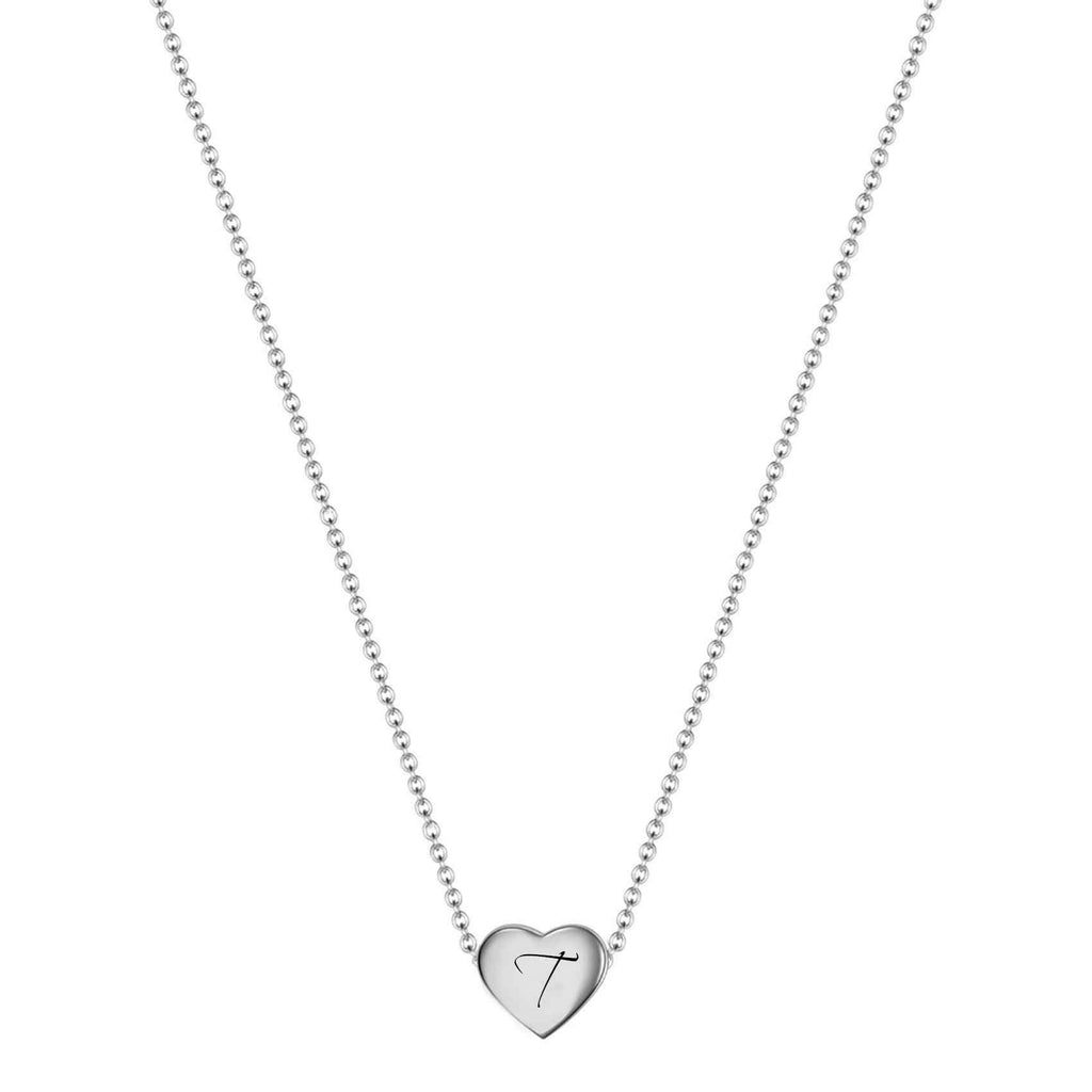 [Australia] - VQYSKO Heart Initial Necklace-18K Gold Filled Dainty Personalized Letter Heart Choker Necklace Gift for Women Necklace Jewelry Silver t 