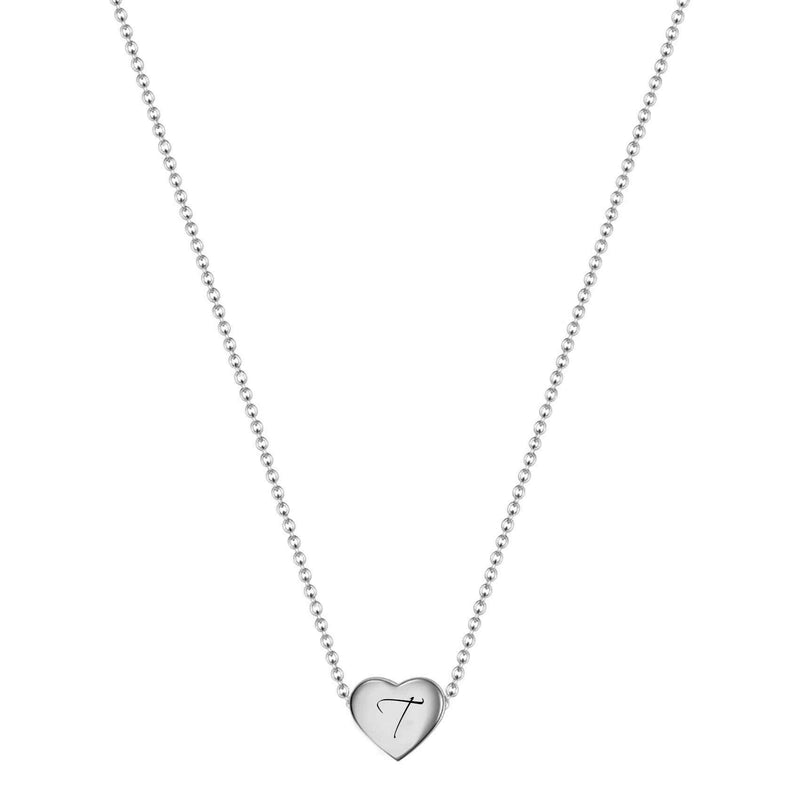 [Australia] - VQYSKO Heart Initial Necklace-18K Gold Filled Dainty Personalized Letter Heart Choker Necklace Gift for Women Necklace Jewelry Silver t 