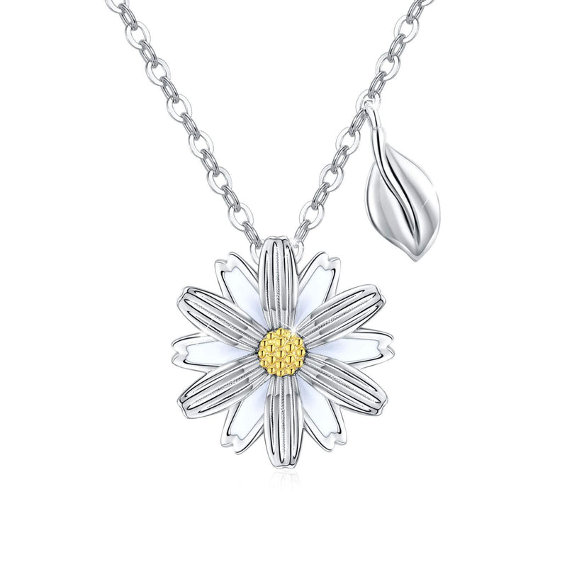 [Australia] - Daisy Necklace 925 Sterling Silver Daisy Flower Pendant Necklace Daisy Jewellery for Women Girls Yellow-A 