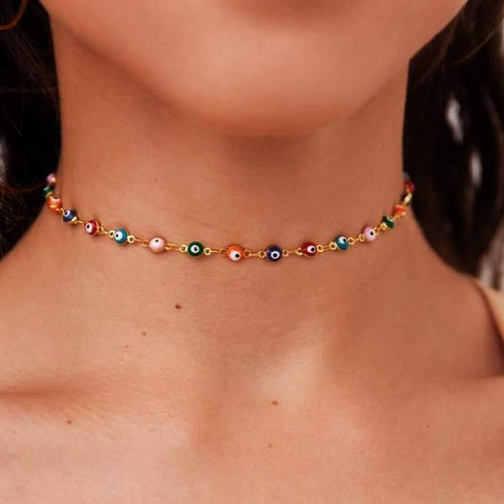 [Australia] - Yean Boho Choker Bead Necklace Gold Short Necklaces Chain Jewelry for Women and Girls 