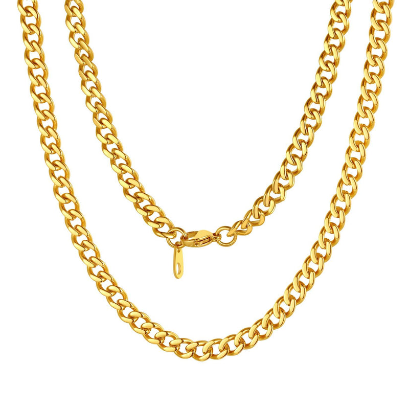 [Australia] - ChainsPro Mens Womens Chain 5mm,Stainless Steel Cuban Link Chain Necklace Boys Mens Jewellery Gifts for Birthday Christmas(with Gift Box) Gold 35.0 Centimetres 