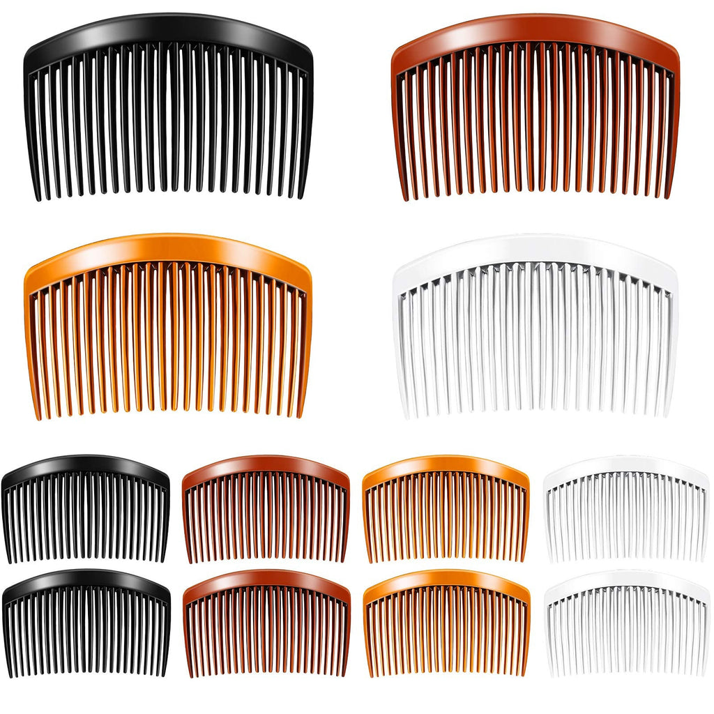 [Australia] - 12 Pieces Plastic Side Hair Twist Comb French Twist Comb Hair Clips with Teeth for Fine Hair Accessories Women Girls, 4 Colors (23 Teeth) 12 Count (Pack of 1) 