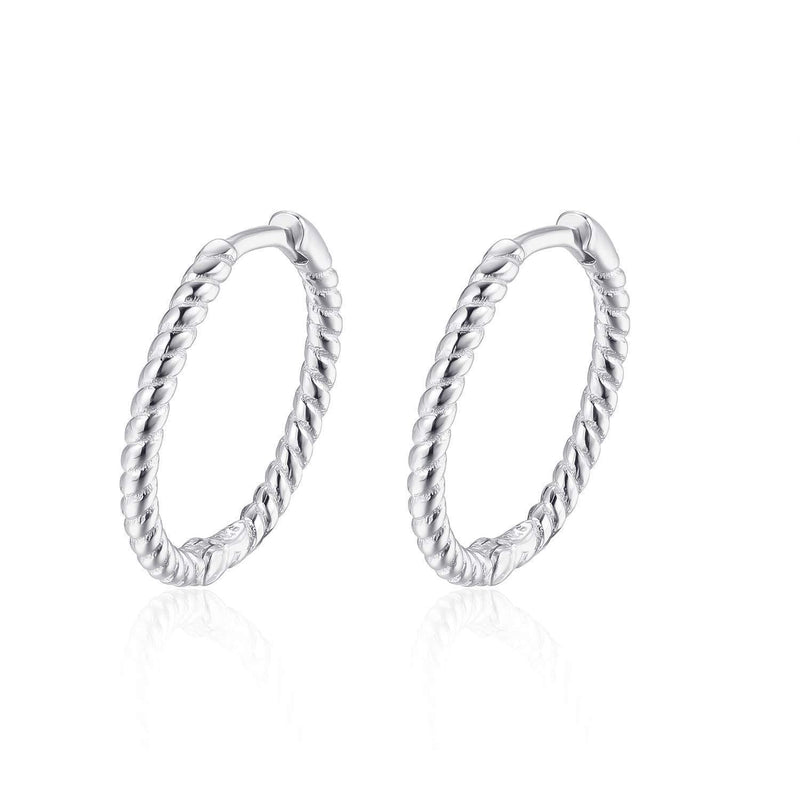 [Australia] - 925 Sterling Silver Gold Cute Twisted Hoop Earrings 7.5mm 12mm Simple Hinged Cartilage Tragus Bali Huggie Sleeper Hooped Earrings For Women Mens 12mm Silver 