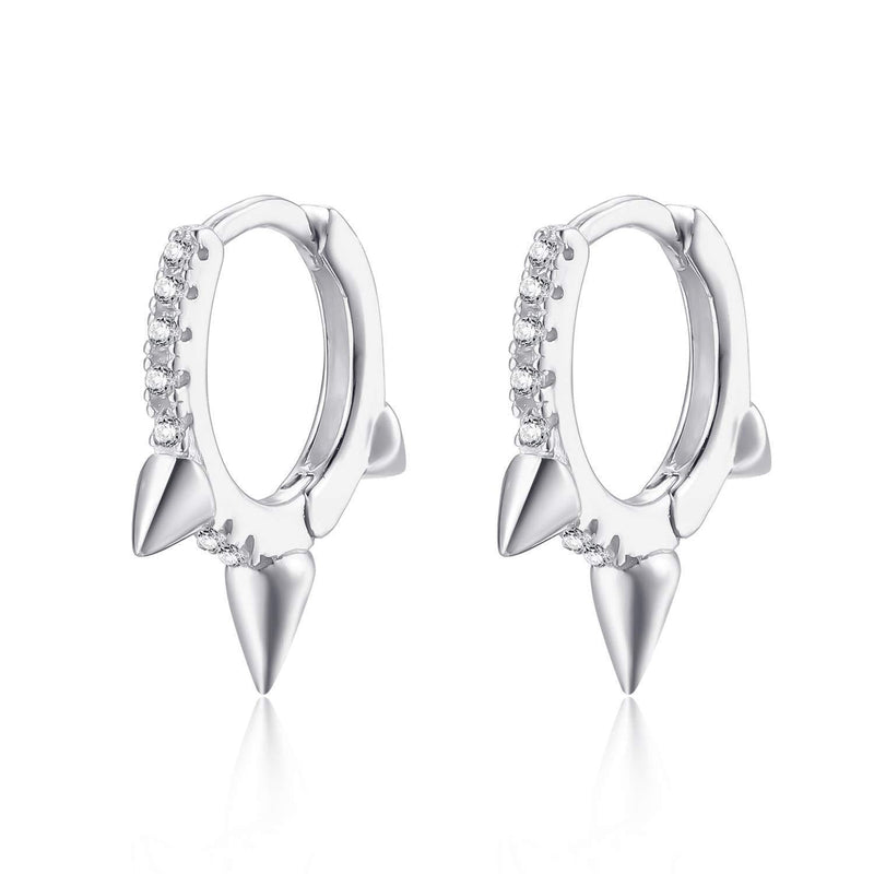 [Australia] - Small 8mm Cubic Zirconia Charm Dangle 925 Sterling Silver Gold Hoop Earrings Cartilage Helix Huggie Hinged Hoops Earrings With Drops Silver Spike Hoops 