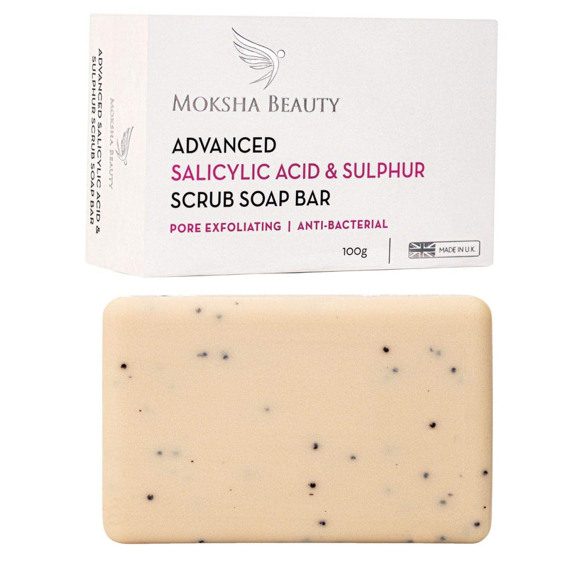 [Australia] - Sulphur Soap Bar with Salicylic Acid - [Made In U.K] Advanced Salicylic Acid & Sulphur Scrub Treatment Face Soap Bar | Paraben and Cruelty Free - 100g 