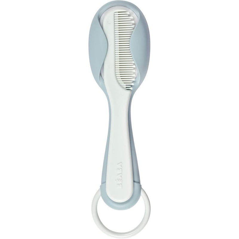 [Australia] - Beaba - Comb + Hairbrush set for Babies and Children - Integrated comb storage system on the back of the brush - Green Blue 
