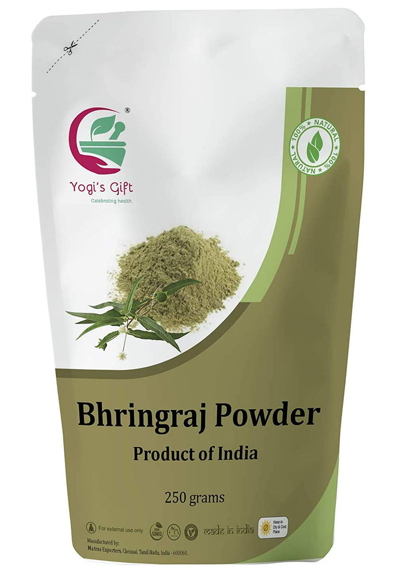 [Australia] - Yogi’s Gift | Organic Bhringraj Powder for Hair Growth | 250 Grams | Eclipta Alba | False Daisy | Ayurvedic Herbal Hair Follicle Powder 
