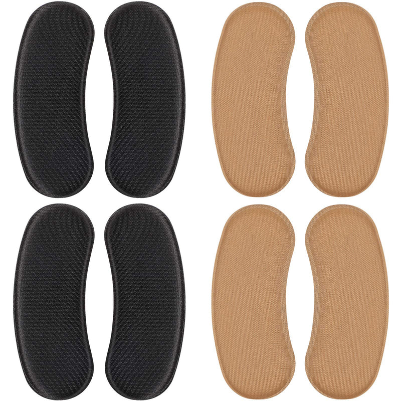 [Australia] - 4 Pairs Heel Grips Heel Shoe Grip Liner Self Heel Inserts Cushion Pads Stickers Foot Care Protector Back of Heel Protector (Black, Brown) 