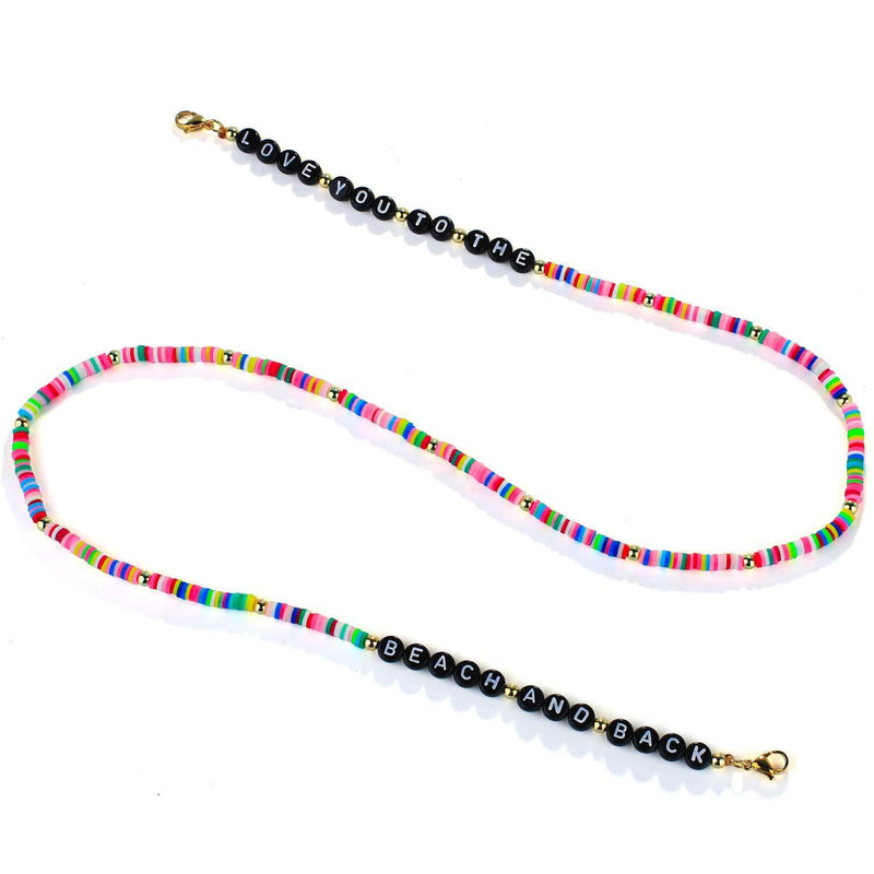 [Australia] - KANYEE Long Beaded Stand Necklace Handmade Colorful Rubber Choker Bracelet Evil Eye Fashion Bracelets Boho Ethnic Strand Necklace Jewlry Gift for WomanEvil Eye 003a 