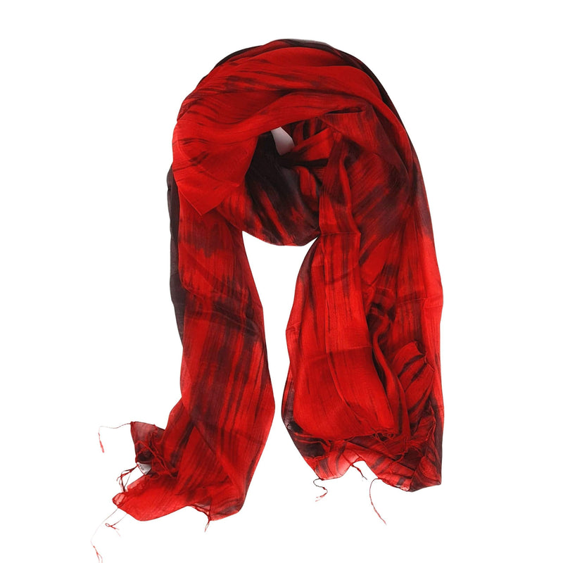 [Australia] - 100% Silk Scarf Hand Painted Red and Black 