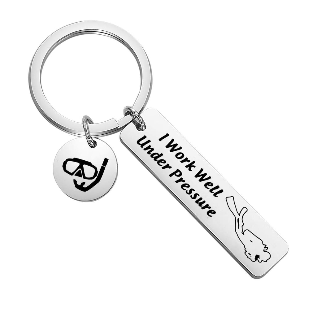 [Australia] - Scuba Diving Gift Scuba Diver Gift I Work Well Under Pressure Keychain Extreme Sports Jewelry Great Gift for Divers Under Pressure K 