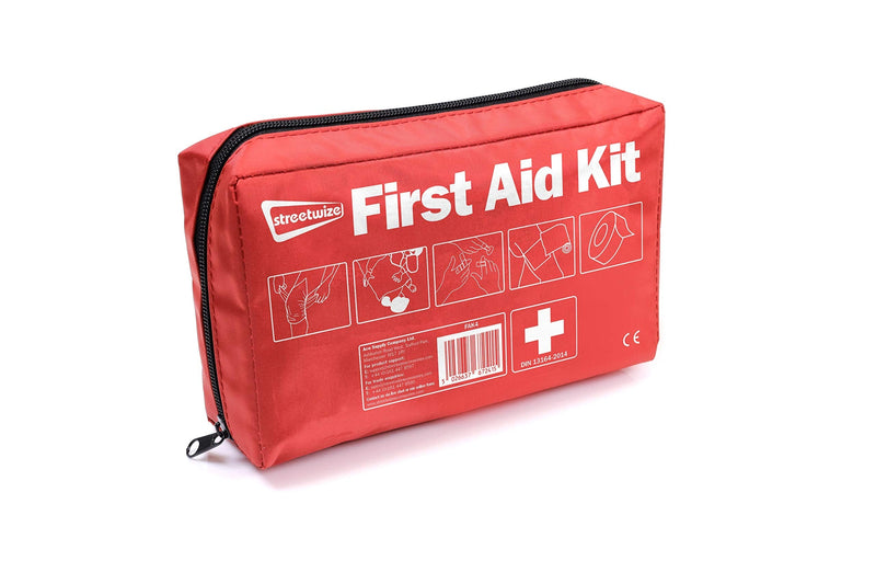 [Australia] - Streetwize - Emergency Travel First Aid Kit - UKCA, EC-Approved, Supplied in Red Storage Bag For Home, Workplace, Office, Car, Caravan and Motorhomes (FAK4) 