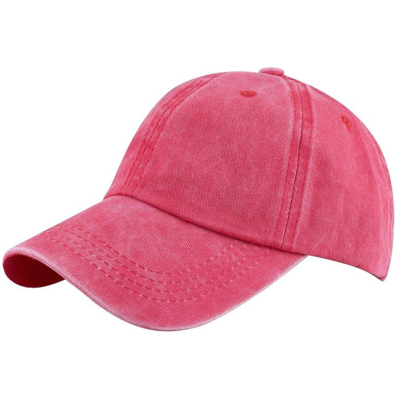 [Australia] - Glamorstar Classic Unisex Baseball Cap Adjustable Washed Dyed Cotton Ball Hat One Size Watermelon Red 
