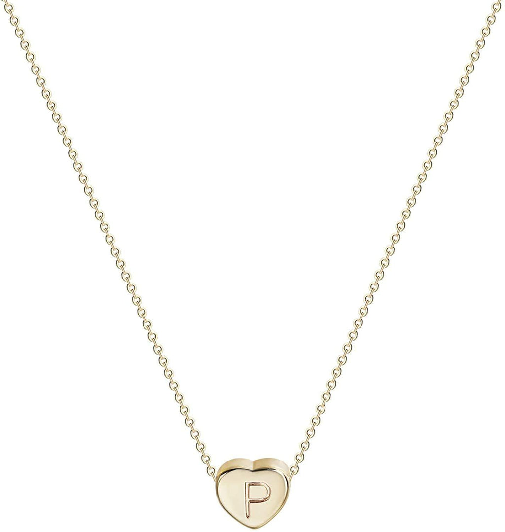 [Australia] - OSIANA Dainty Initial Heart Necklace for Women 18K Plated Gold Handmade Heart Alphabet Pendant Tiny Letter Choker Necklace Best Gift for Her initial heart necklace-P 