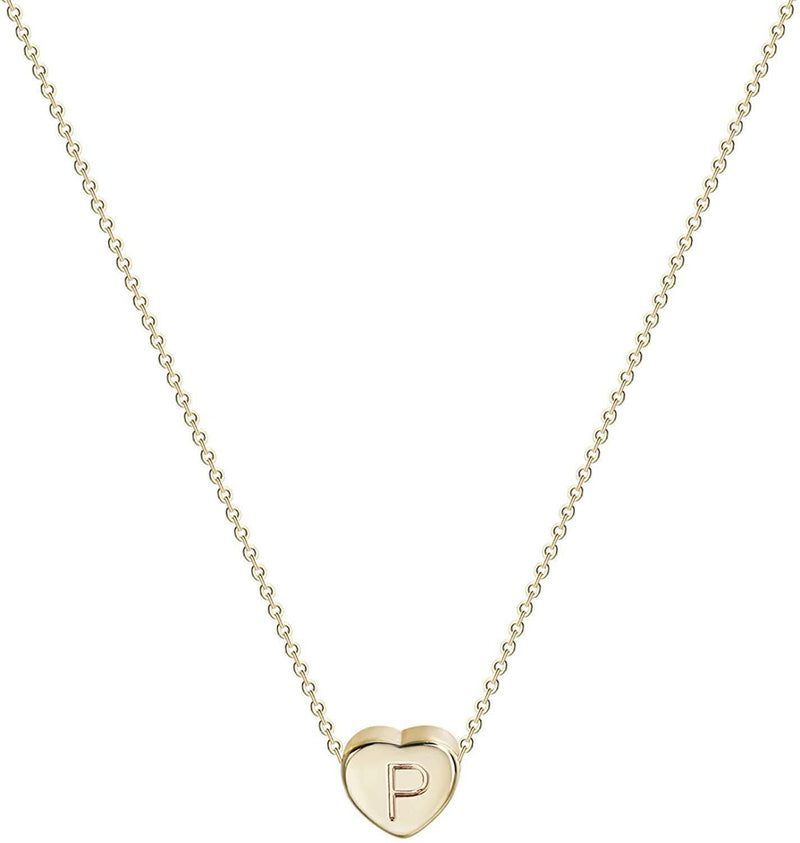 [Australia] - OSIANA Dainty Initial Heart Necklace for Women 18K Plated Gold Handmade Heart Alphabet Pendant Tiny Letter Choker Necklace Best Gift for Her initial heart necklace-P 