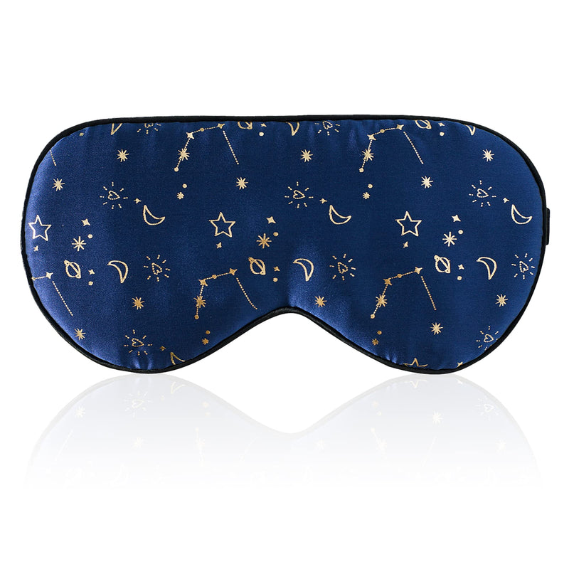 [Australia] - Silk Sleep mask with Adjustable Strap,Comfortable and Super Soft Eye mask Ultimate Sleeping aid Golden starrysky Blue Goldskyblue 