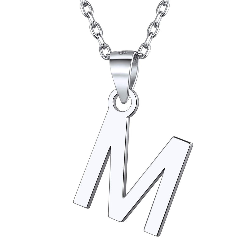 [Australia] - Initial A-Z Letter Pendant Necklace for Women 925 Sterling Silver Monogram Alphabet Jewelry 18+2 Inch Extend Chain(with Gift Box) M 