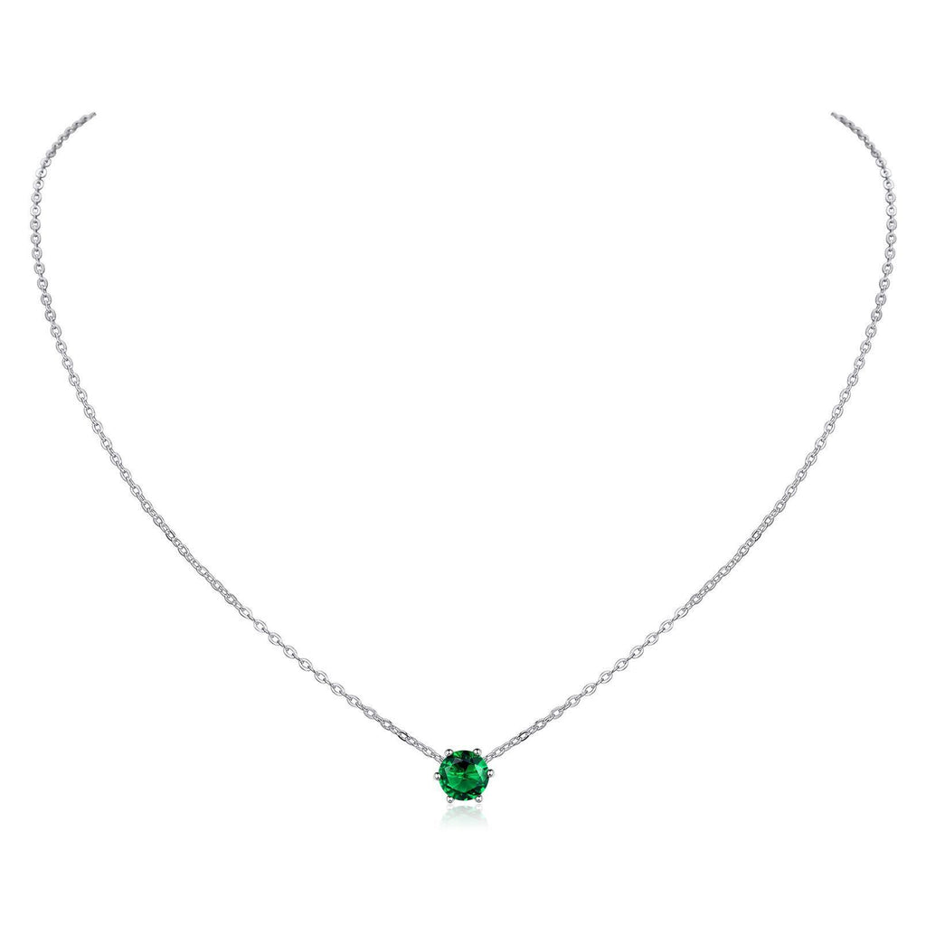 [Australia] - 925 Sterling Silver 12 Month Shiny CZ Birthstone Necklace for Women Fashion Gemstone Jewelry 40+5cm Extend Chain(with Gift Box) 05 May 