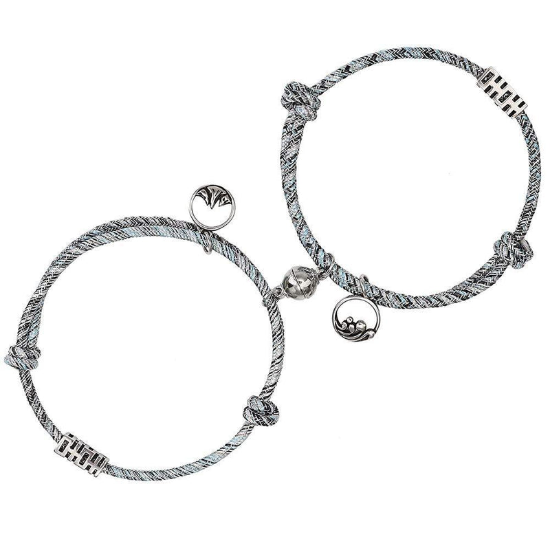 [Australia] - Finrezio 2Pcs Couple Bracelet Adjustable Weave Rope Braided Magnetic Bracelets Distance Magnetic Jewelry Lover Kit Magnetic Bracelet 