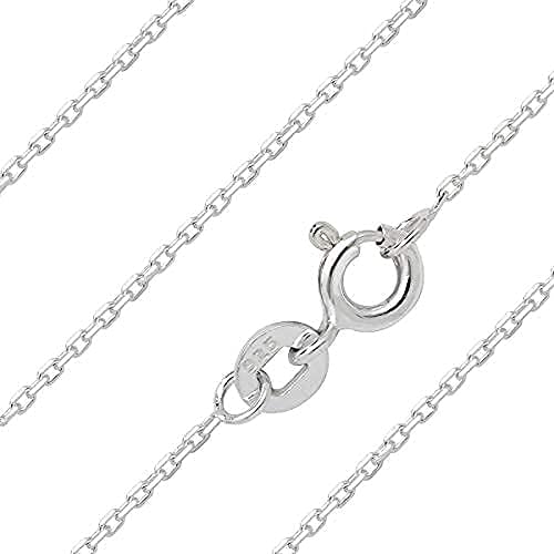 [Australia] - Aeon Real Sterling Silver 0.7mm Cable Chain in 16 Inches, 18 Inches and 20 Inches. Diamond Cut Cable Oval Curb Chain 925 Silver Necklace 20.0 Inches 