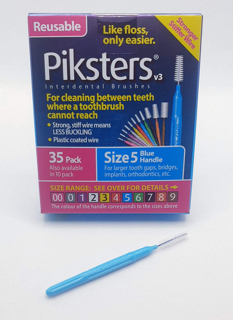 [Australia] - Piksters Interdental Brushes (35 Pack, Size 5 (Blue)) 35 Count (Pack of 1) Size 5 (Blue) 
