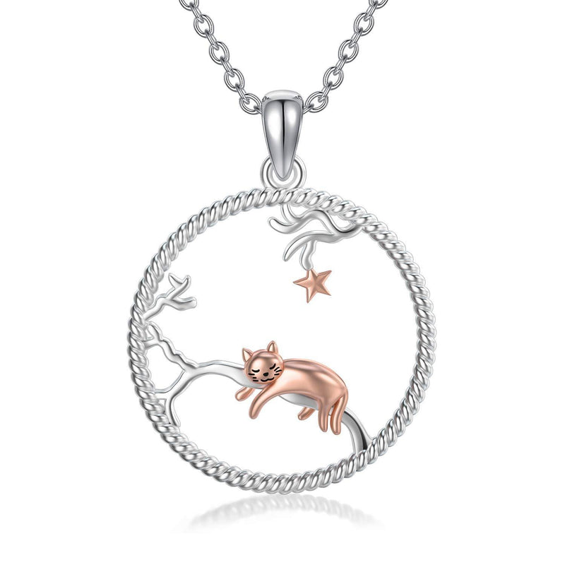 [Australia] - ROMANTICWORK Gifts for Mum, Cat Pendant Necklace Sterling Silver Mother and Daughter Necklace Jewellery for Mum Daughter Girlfriend Women Girls Cat 2 