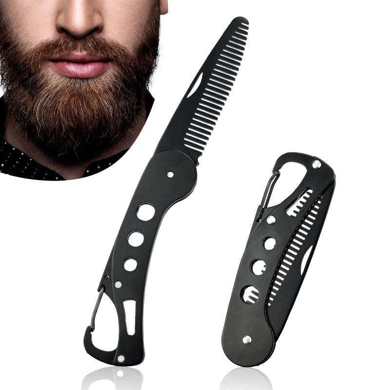 [Australia] - YancLife Beard Comb, Stainless Steel Folding Beard for Men Grooming & Combing Hair Beards Mustaches, Beards and Mustaches Styling Pocket Comb Anti-static, 9.5 * 3 * 1.5cm 