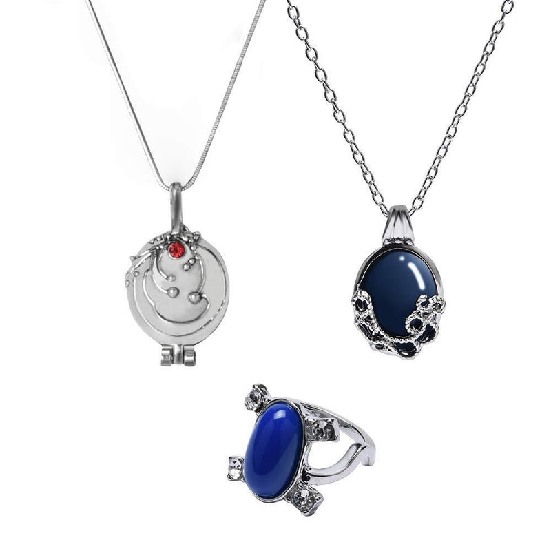 [Australia] - Buufan 3PCS The Vampire Diaries Elena Vervain Verbena Opening Necklace Daywalking Katherine Charm Pendant Elena's Ring for Fans 2necklace and ring set 