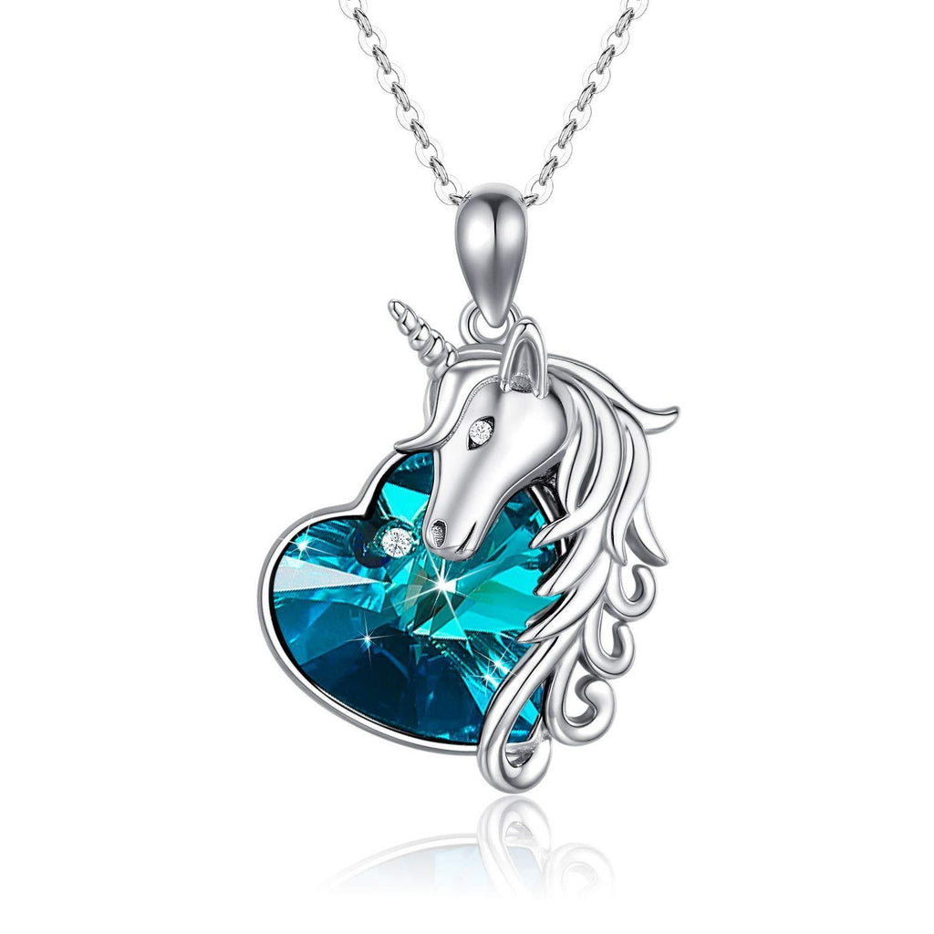 [Australia] - Unicorn Necklace, 925 Sterling Silver Unicorn Pendant Crystal Necklace for Girls Lucky Unicorn Jewellery for Women Kids Girlfriend Daughter 