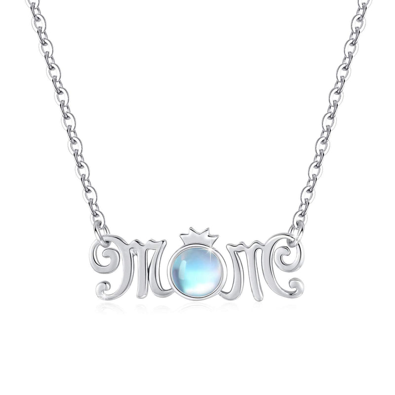 [Australia] - Mom Necklace 925 Sterling Silver Crown Moonstone Necklace for Women Mothers Day Birthday Gift for Mum Nana 