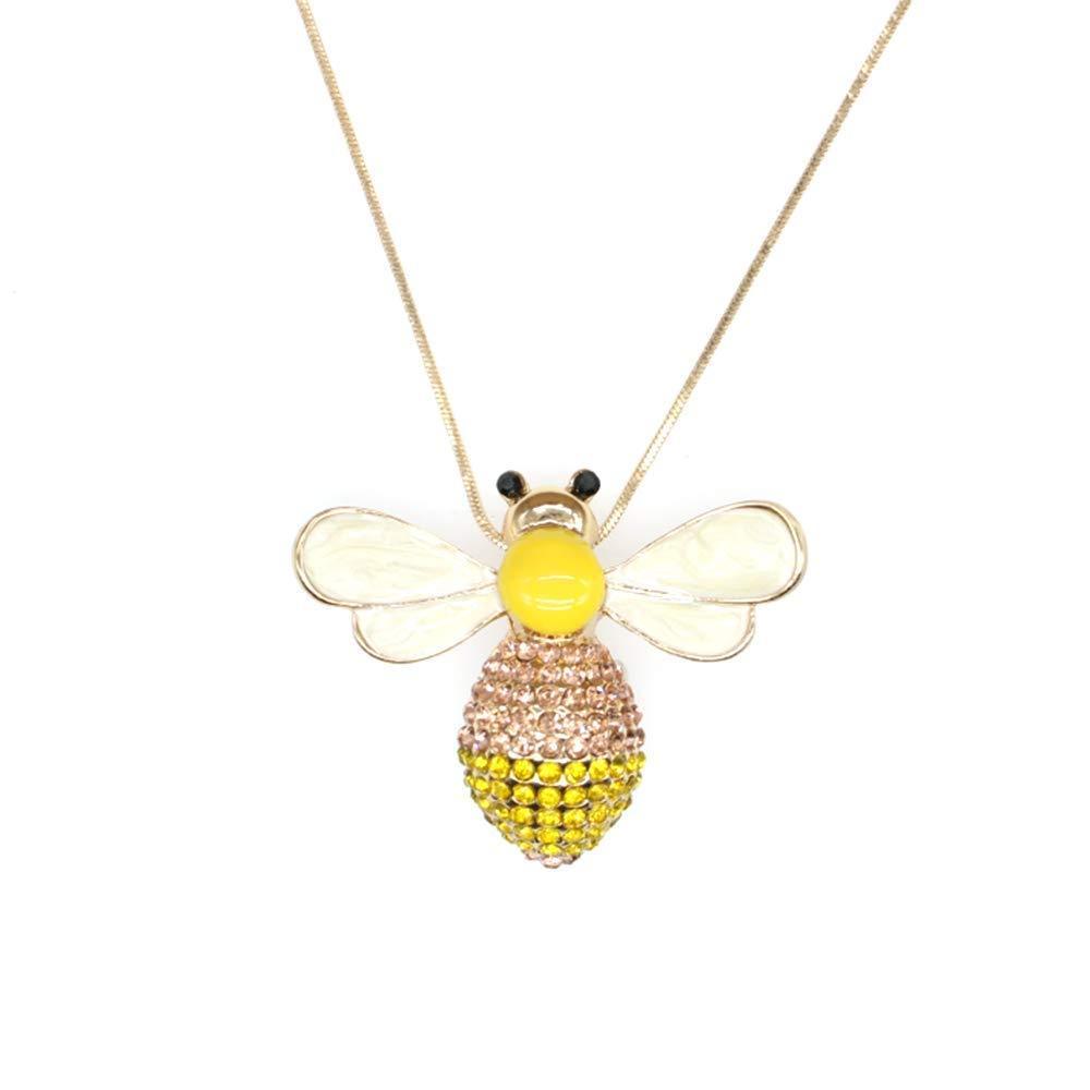 [Australia] - Honey Bee Pendant Necklace Crystal Insect Themed Bee Necklace Animal Fashion Enamel Long Necklaces Gold Tone for Women Girl Jewelry Gift 