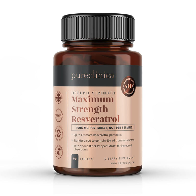 [Australia] - 1000mg Resveratrol x 90 Tablets (3 Months’ Supply). 10 x Strength w/ Black Pepper Extract 
