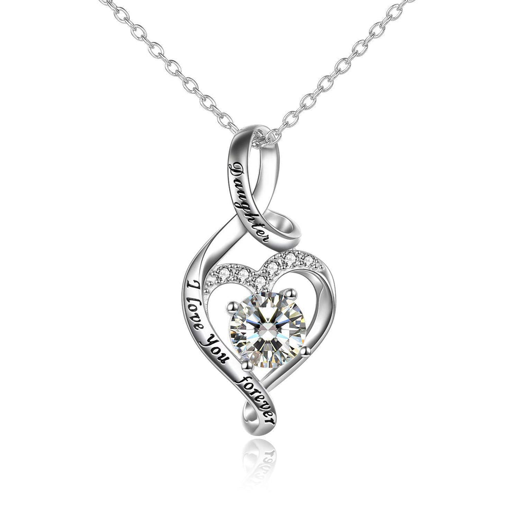 [Australia] - YFN Sterling Silver Daughter/Nana/Grandma/Sister I Love You Forever Heart Necklace Jewellery Gifts for Women Girls silver-daughter necklace 