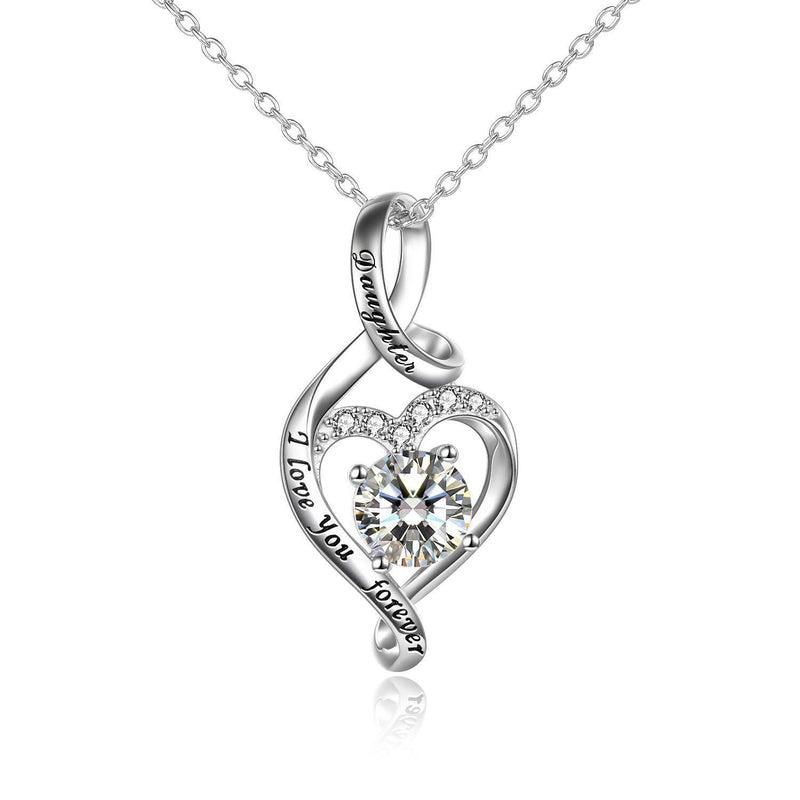 [Australia] - YFN Sterling Silver Daughter/Nana/Grandma/Sister I Love You Forever Heart Necklace Jewellery Gifts for Women Girls silver-daughter necklace 