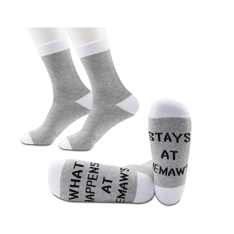 [Australia] - PYOU 2 Pairs Grandma Socks Grandma Gift Memaw Socks What Happens At Memaw’s Stays At Memaw’s 