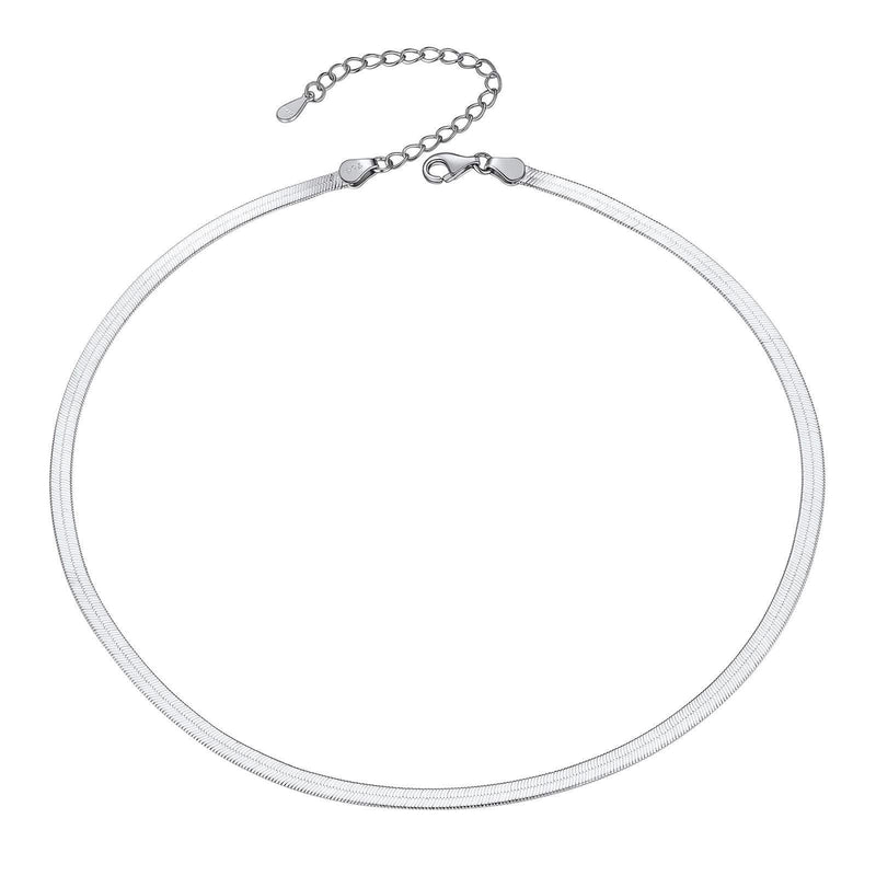 [Australia] - PROSILVER 925 Solid Silver Choker Chain, Girls Women Layered Necklaces, Adjustable, 32/38CM (Send Gift Box) 38.0 Centimetres 