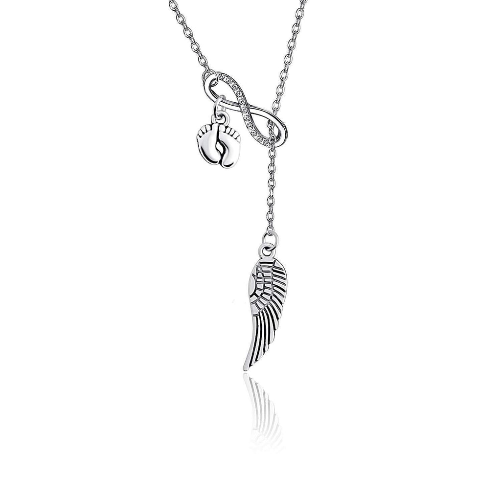 [Australia] - MYSOMY Miscarriage Necklace Infinity Angel Wings Lariat Necklace Pregnancy Loss Memorial Gifts You Fly with Angel Y necklace 