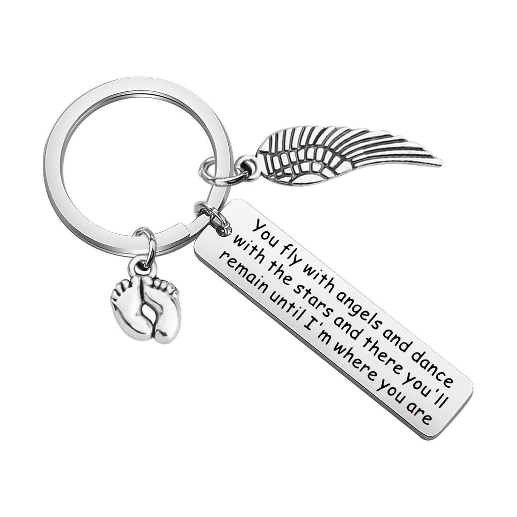 [Australia] - MYSOMY Miscarriage Necklace Infinity Angel Wings Lariat Necklace Pregnancy Loss Memorial Gifts You Fly with Angel Keychain 