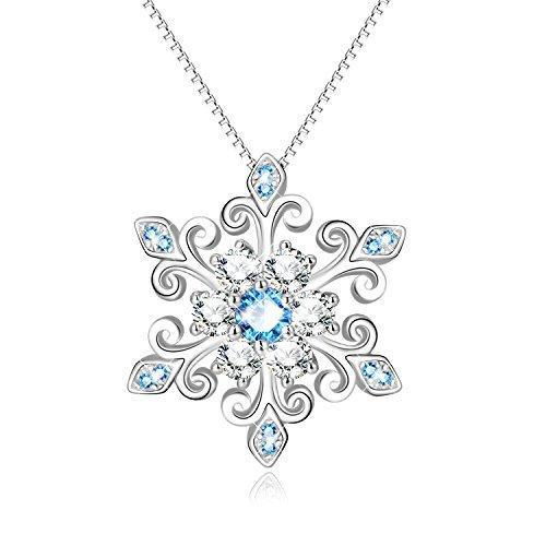 [Australia] - AOBOCO 925 Sterling Silver Snowflake Pendant Necklace with Fleur De Lis Design, Christmas Jewellery Gifts for Women 