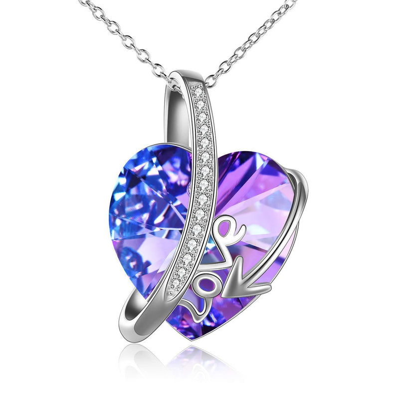 [Australia] - Sterling Silver Love Heart Pendant Necklace with Austria Crystals Element - Birthday Anniversary Christmas Jewellery Gifts for Women Mum Girlfriend Daughter Her 