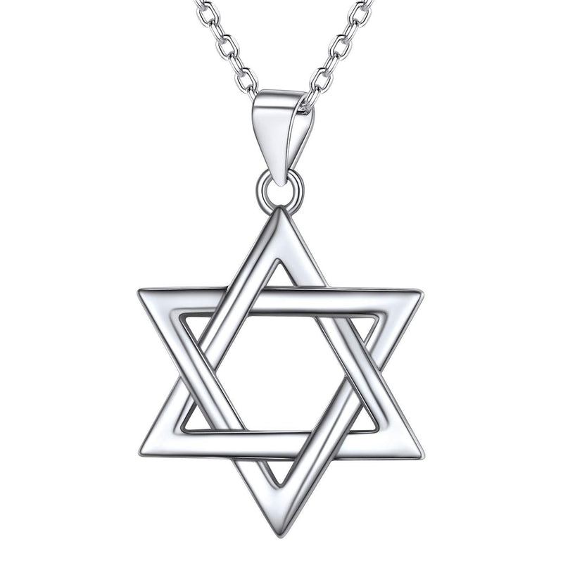 [Australia] - PROSILVER 925 Sterling Silver David Star Necklace with Chain 46+5CM-Adjustable, Jewish Jewelry (Send Gift Box) 