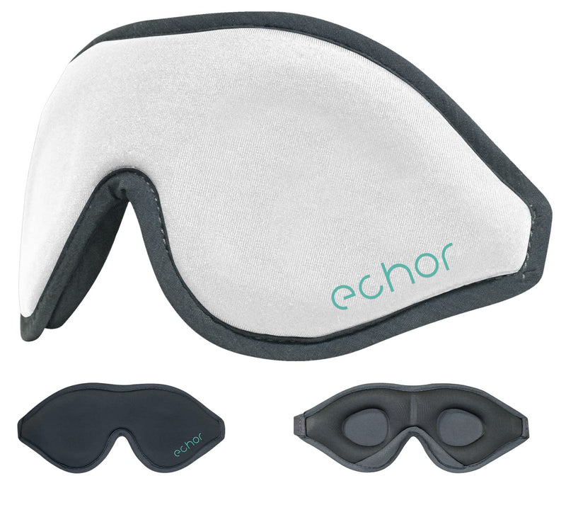 [Australia] - Echor Total Blackout 3D Padded Foam Comfortable Premium Soft Eye Mask/Sleep Mask with Adjustable Elastic Strap and Nose Pad for Sleep and Travel (White) White 